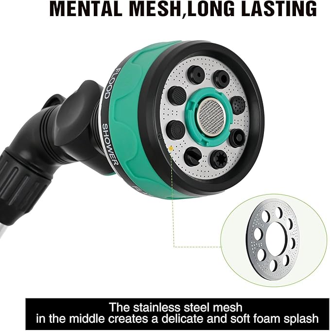 Yesker Metal Watering Wand for Garden Hose, 21 Inch, 10 Spray Patterns, Adjustable Water Sprayer with Pivoting Head, Garden Hose Nozzle with Thumb Flow Control, Ideal for Water Plant and Yard Washing