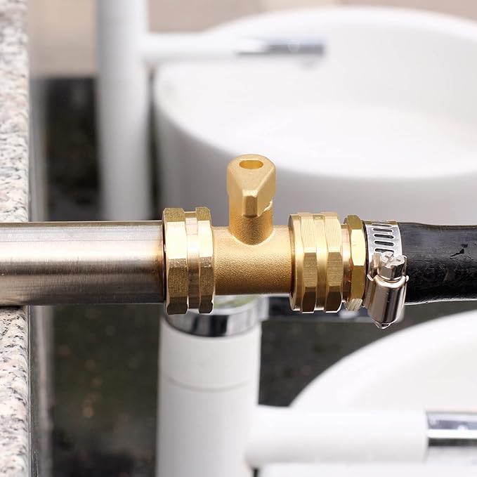 Garden Hose 3/4" GHT Female x 1/2" NPT Male Connector, Brass Pipe Fitting Adapter (3-Pack)