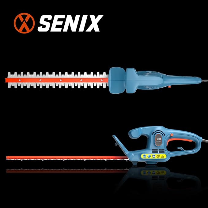 SENIX HTE3.8-L 120V 3.8 Amp 21-Inch Corded Electric Hedge Trimmer,Garden Tool to Trim Shrubs,Bushes,Double Sided Dual Action Blades,3/4" Cutting Capacity,Includes Blade Cover