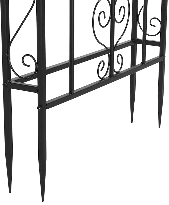 7FT Heavy Duty Steel Garden Arbor with Side Garden Trellis, Rust-Resistant Powder Coated Wedding Arch Archway for Backyard, Vine Plants & Outdoor Decor - Includes Ground Stakes & Easy Assembly