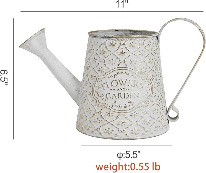 Vintage Metal Watering Can with Handle Rustic Farmhouse Watering Can Flower Pot Distressed Decorative Planter Retro Gardening Flower Bucket for Home Indoor Outdoor Garden Balcony Courtyard