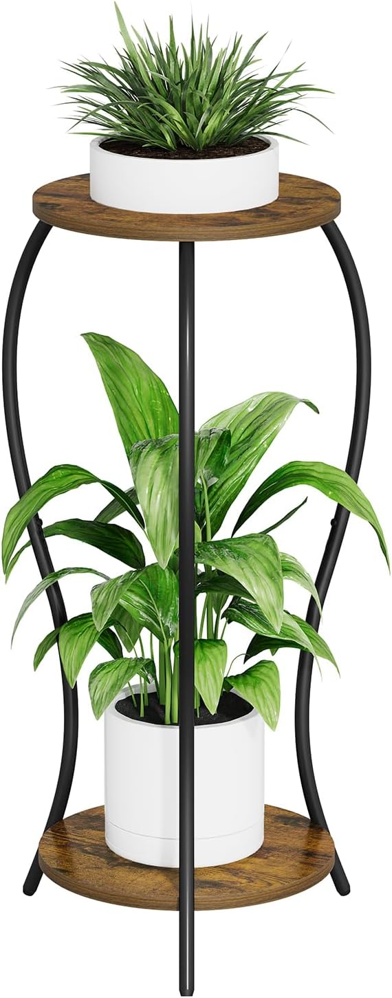 Plant Stand Indoor,2 Tier Round Potted Holder Stand,Flower Pot Stand,Plant Supports Rack,Corner Plant Shelf for Planter Garden Balcony Patio Living Room