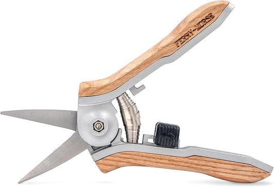 Ferry-Morse Hand Tool Wood Handle Pruning Garden Snips, Garden Shears, Snips for Gardening, Flower scissors Florist clippers, Hand Held Pruners for Gardening Heavy Duty, Pruning shears for garden
