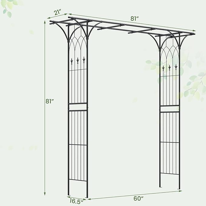Giantex Garden Arbor Wedding Arch for Ceremony Party, Metal Trellis Archway for Climbing Plants Rose Grape Vines, Steel Frame Pergola Decoration for Backyard Patio Lawn Pathway, Easy to Assemble