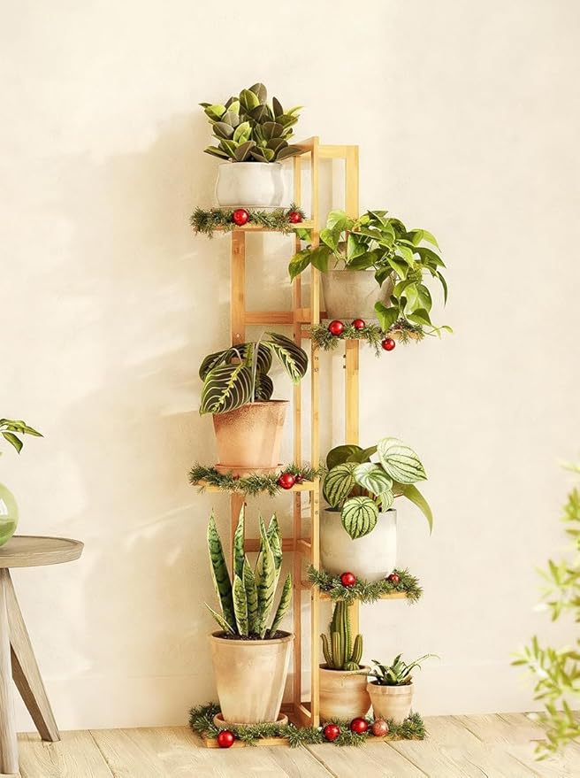 Bamworld Bamboo Plant Stand Indoor 5 Tiered Plant Shelf Outdoor Corner Plant Rack for Multiple Plants Flower Stand Plant Holder for Living Room Bedroom Balcony Patio Garden 43 Inch Natural