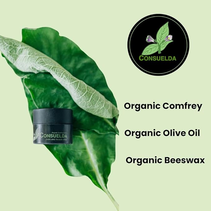 Comfrey Salve, Hand Crafted, Organic, 2oz, Concentrated Balm for Muscles, Joints and Skin, Made in The USA.