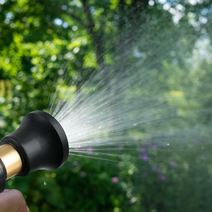 Hose Nozzle, Lichamp 4 Pack Heavy Duty Brass Fireman Style High Power Leak Proof Adjustable Garden Water Sprayer, Suitable for Car Wash, Patio Cleaning, Watering Lawn and Garden, Shower Pets (Black)