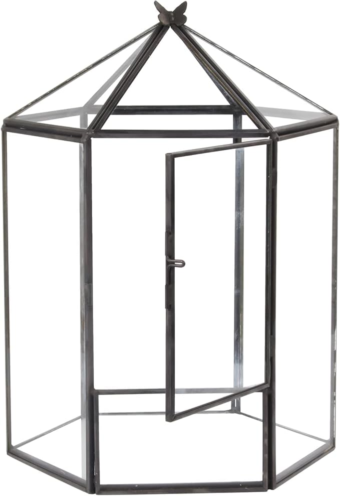 ELEGANTLIFE Glass Geometric Plant Terrarium,Succulent & Air Planter for Home Garden Office Decoration,No Plants(Black Hexagonal)