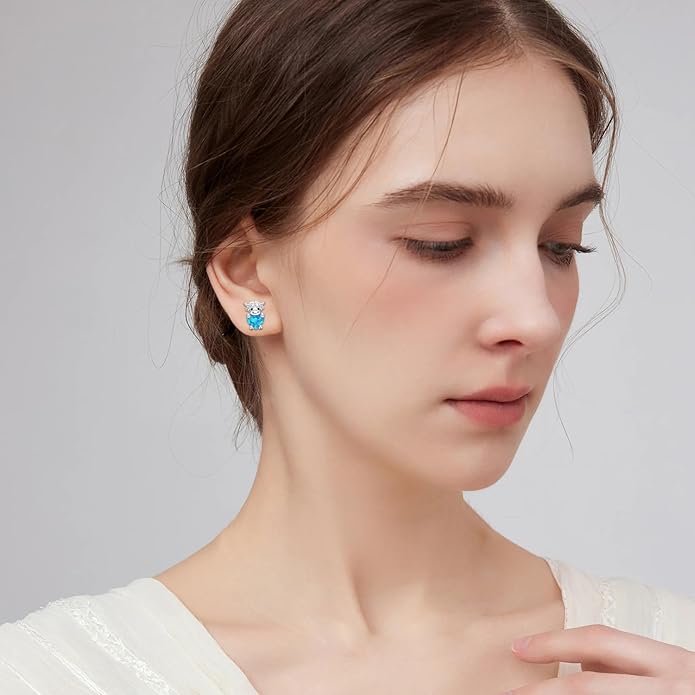 JUSTKIDSTOY Hypoallergenic Earrings Sterling Silver Crystal Cute Animal Studs Earrings for Sensitive Ears Birthday Gifts for Women Girls