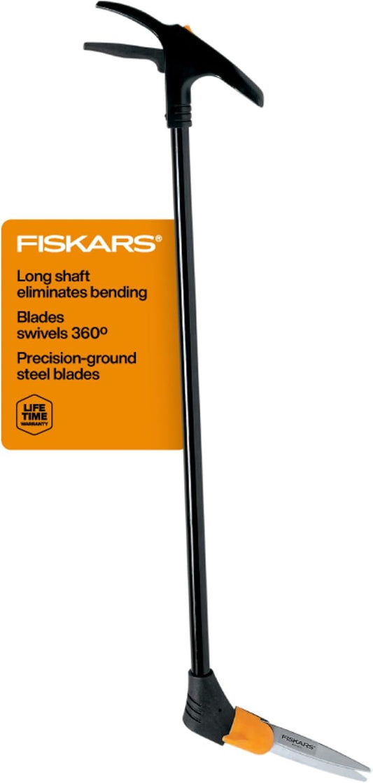 Fiskars Grass Shears, Long Handle, 36" Handle Lawn Shears for Trimming Grass while Standing, Lawn Cutter with 360-Degree Swivel Blade