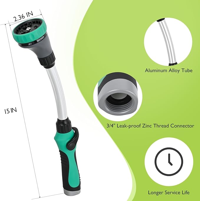 Yesker Watering Wand for Garden Hose, 19 Inch, 8 Spray Patterns, Garden Hose Nozzle with Thumb Flow Control, Ideal for Water Plant, Shrubs and Yard