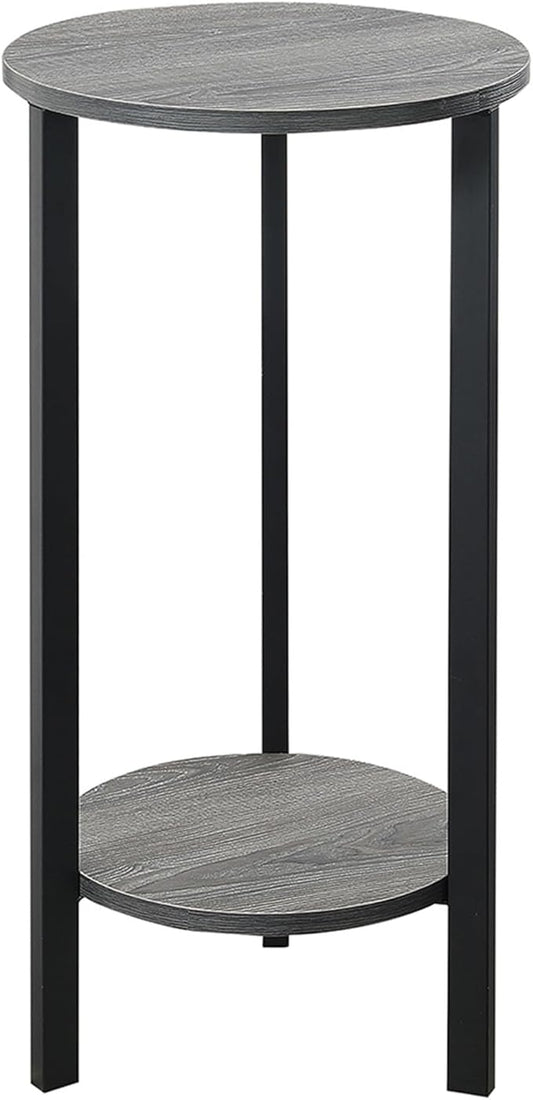 Convenience Concepts Graystone 2 Tier Tall Plant Stand 31" - Industrial Stand for Plants, Vases, and Antiques, Urban Modern Design for the Living Room, Hallway, Entryway, Weathered Gray/Black