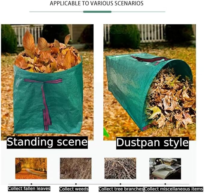 72 Gallon Garden Bag for Debris, 2-Pack Yard Waste Bag with Large Dustpan-Style Opening, Includes Gardening Gloves | Collapsible Container for Leaves, Grass Clippings, Parties, Laundry & Camping