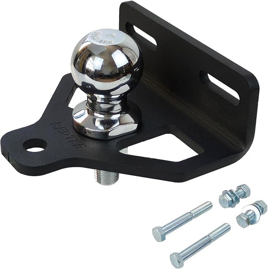 Heavy Duty Zero Turn Lawn Mower Hitch-8mm Thick Steel, Bolt on Trailer Hitch, Universal Fit for 2.5"-5.0" Hole Centers, Versatile Chain Slot Design, 2" Hitch Ball & Bolt Hardware Included