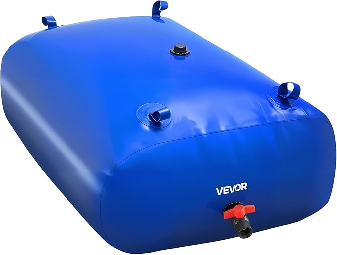 VEVOR Water Storage Bladder, 87 Gallon (330L) Water Storage Container Tank, 1000D PVC Large Capacity Soft Bag Bladder, Collapsible Portable for Garden Irrigation, Camping, RVs, Fire Prevention, Blue