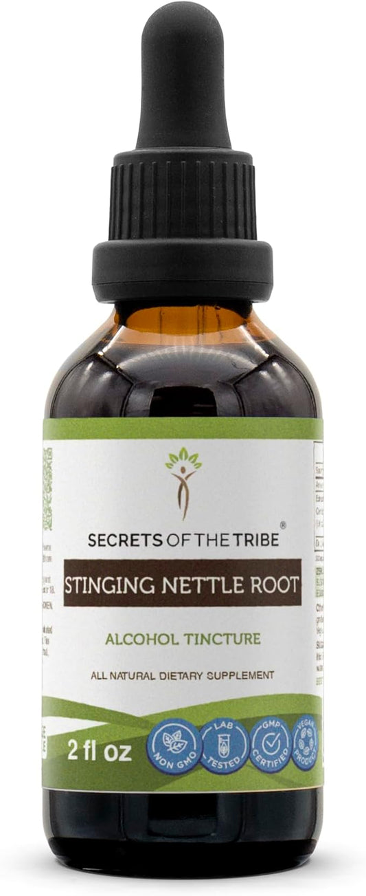 Secrets of the Tribe -Stinging Nettle Root Tincture Alcohol Extract, Stinging Nettle (Urtica Dioica) Dried Root 2 oz