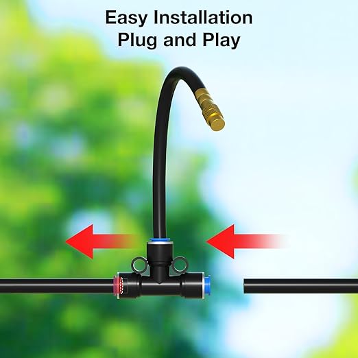 Mixc 2025-Upgrade Drip Irrigation System, No 1/4 Pipe, only 12pcs Adjustable Copper Nobbles and Quick Connectors