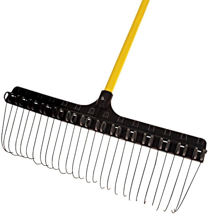 THE GROUNDSKEEPER II Rake 55-inch Lightweight Fiberglass Handle, 21-inch Head, Durable Steel Tines for Gardening, De-Thatching or Professional Landscaping (6-Pack)