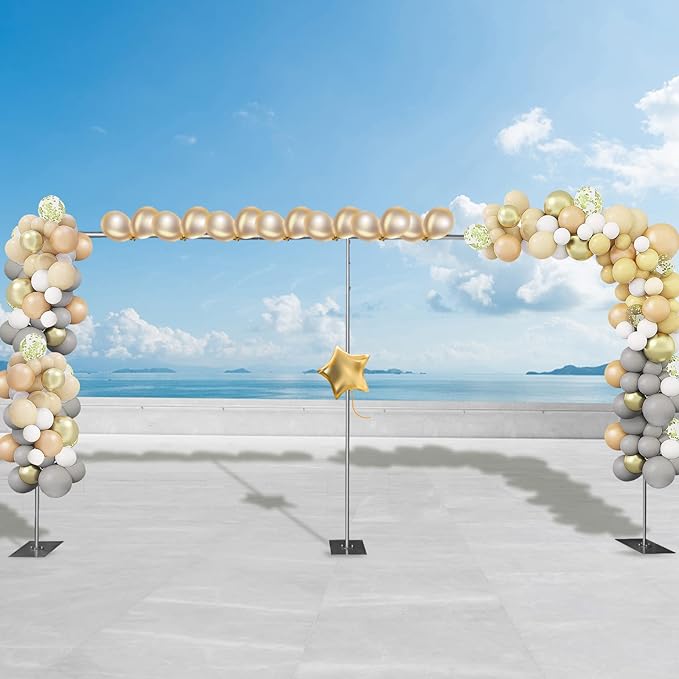 Wedding Arch Backdrop Stand Silver 19.7 * 9.8FT Adjustable Wedding Arches for Ceremony Metal Balloon Arch Stand Garden Arbor Frame for Wedding Birthday Party Baby Shower
