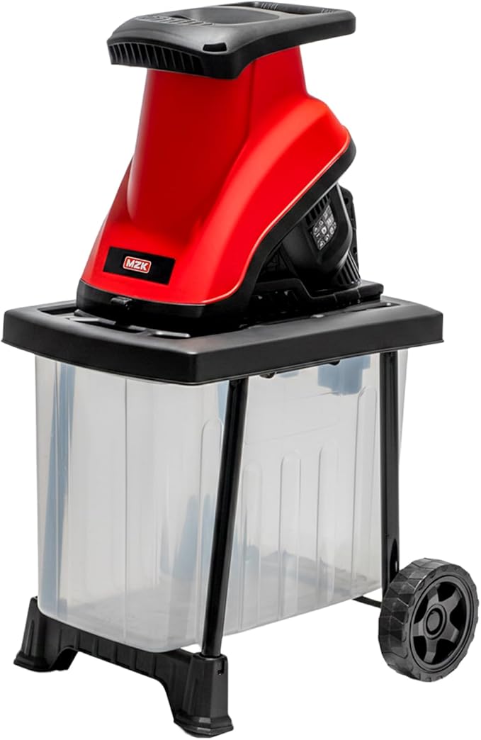 MZK 15 Amp Wood Chipper Shredder, Electric Mulcher Chipper Shredder with 55L Collecting Bin,1.8 Inch Cutting Diameter or Mulching, Composting and Yard Cleanup
