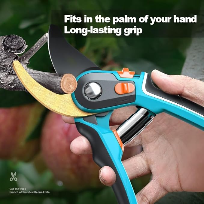 Greenwood Heavy Duty Bypass Pruner - Professional Pruning Shears & Garden Shears with Precision Sharp Blades, Ergonomic Non-Slip Handle for Gardening, Bonsai, Flowers and Plant Care