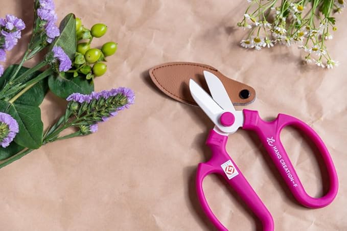 Japanese Florist Scissors – Professional Ultra Sharp Flower Shears Made in JAPAN for Ikebana Floral Design & Gardening SAKAGEN HAND CREATION F-170 (Pink)