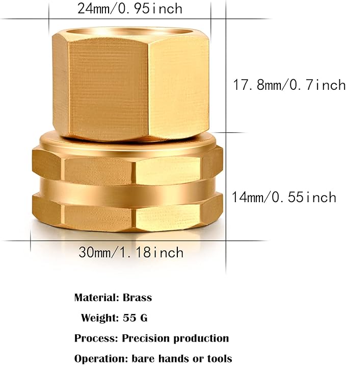 Garden Hose 1/2NPT Female to 3/4GHT Female Adapter, Brass Water Pipe Connector (10 Pack)