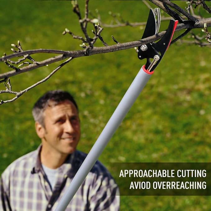 Cut and Hold Pruner Set, Lightweight 32-Inch Long Reach Pruner One-Handed Operation, Hold Long Reach Cut Rotating, 8.3" Hand Pruner for Branch Pruning, Fruit Picking, Prickly Plants & Roses