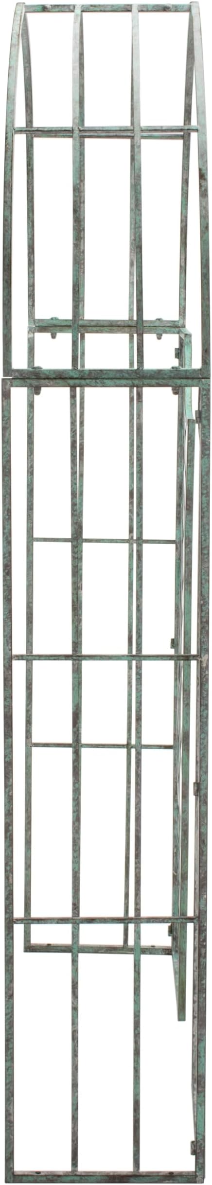 SAFAVIEH Outdoor Collection Jaida Victorian Antique Dark Green Wrought Iron Trellis Garden Arch Arbor