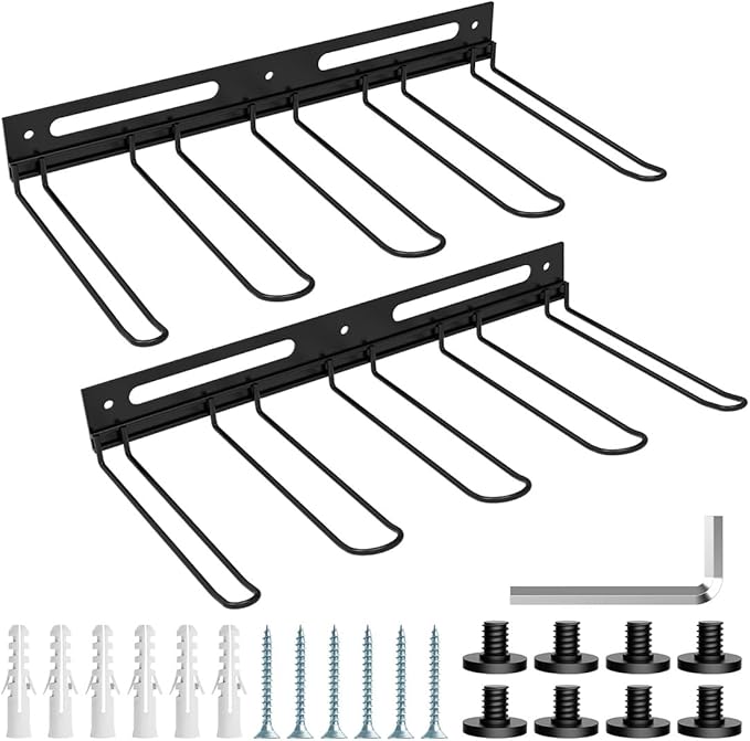 Garage Wall-Mounted Rack, Tool Storage Rack, Garden Tool Rack, Hanging Storage Rack for Yard Tools, Shed Shelf (2-Pack)