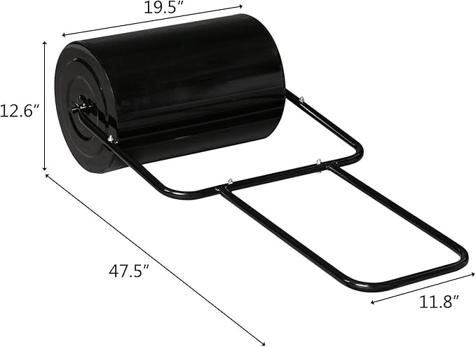 VINGLI Lawn Roller Water Filled Pull Behind 20inch Garden Drum Roller Push/Tow Behind, Water/Sand Filled Roller for Garden, Lawn, Backyard (Black)