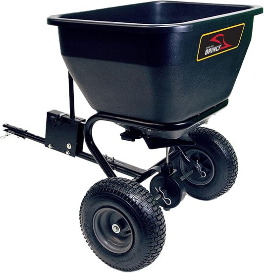Brinly BS36BH-A Tow Behind Broadcast Spreader with Universal Hitch, 175 lb.+ - Matte Black