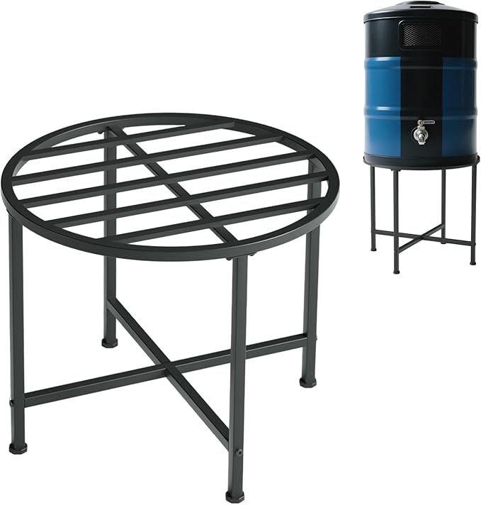 Rain Barrel Stand Heavy-Duty Stainless Steel- Supports 45/50/55 Gallon Plastic Barrels, Outdoor Weatherproof, Rust-Proof, 1200lb Load Capacity