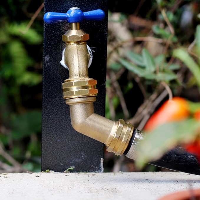 Garden Hose Elbow 3/4 Inch Thread 45 Degree Angle Hose Extension Adapter Brass Outdoor Faucet Elbow (45 Degree 10 PCS)