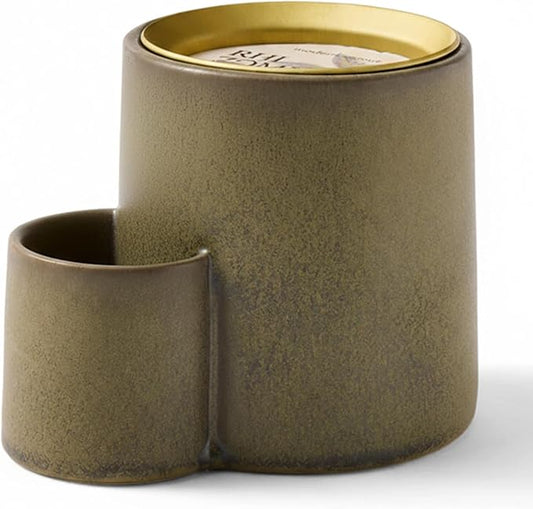 Modern Sprout Ember Earth Candle Planter - 2 in 1 Scented Soy Candle w/Bottom Feeding System - 8 Oz with 50 hr Burn time in Glaze Ceramic Vessel Ideal for Any Indoor Plants - Rhizome