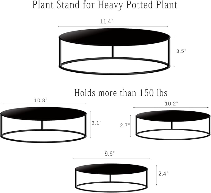 Metal Plant Stand for Outdoor Indoor Plants-4 Pack Heavy Duty Round Plant Pot Shelf for Planter,Multiple Size Corner Potted Plant Holders for Garden Home