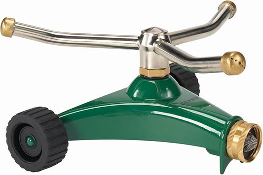 Dramm ColorStorm 3 Arm Whirling Sprinkler on 6" Wheeled Heavy Duty Metal Base, for Lawn, Yard, Garden and Large Area, Green, 70 Ft Diameter Reach (Pack of 6)