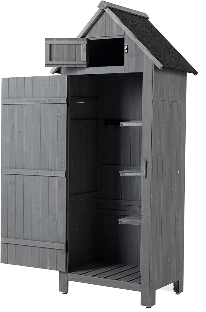 KEIKI 30.3" L Outdoor Storage Cabinet Tool Shed,Wood Frame with Sloped Roof Lockable Door for Patio Furniture
