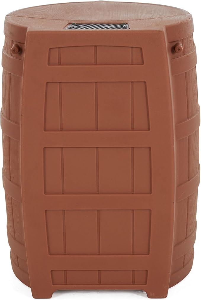 Good Ideas Rain Wizard 50 Gallon Plastic Outdoor Home Rain Barrel Water Storage Collector with Brass Spigot and Flat Back Design, Terra Cotta (3 Pack)