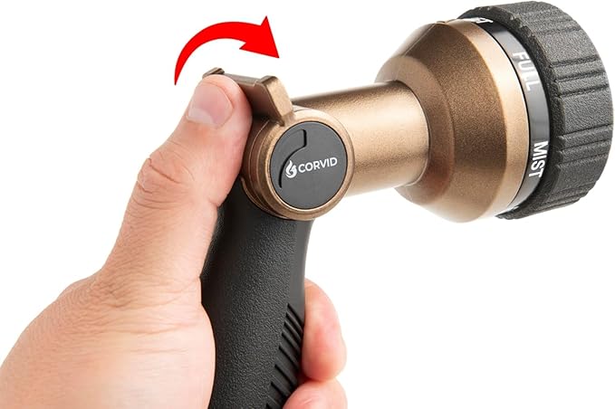 5-Pack Corvid Thumb Control 8-Pattern Garden Hose Nozzle, High-Pressure Adjustable Spray with Ergonomic Soft-Grip Handle and Durable Metal Construction, Ideal for Lawn & Garden, Car Washing