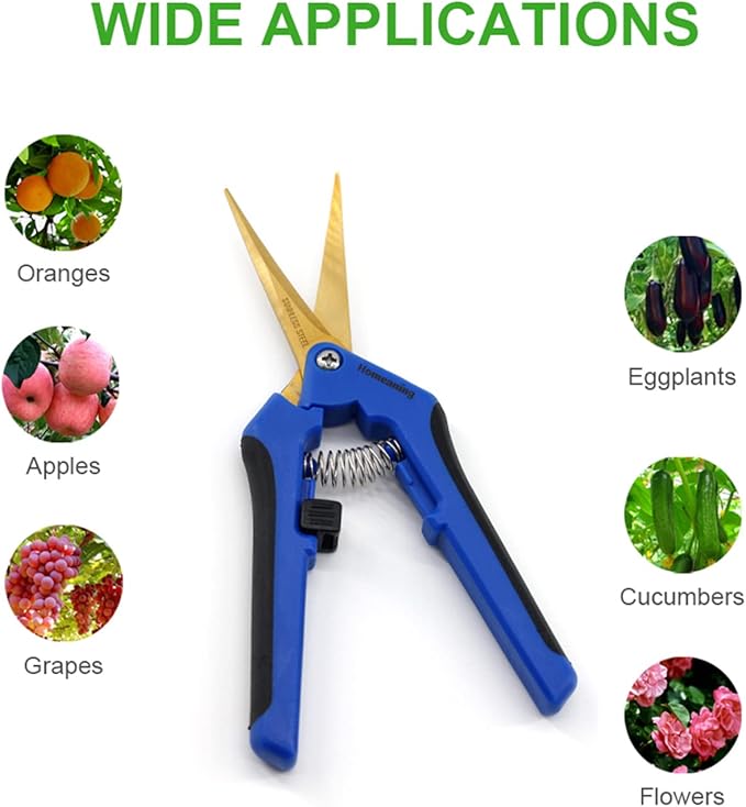 6 Packs Garden Pruning Shears with Curved Blades Trimming Scissors, Gardening Hand Pruning Snips Titanium Coated Precision Bonsai Pruning Shears, Convenient Flower Cutters(Blue)