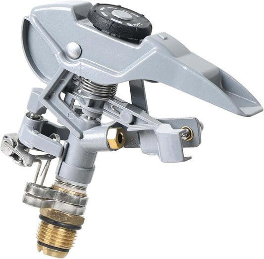 1/2 Inch Heavy Duty Zinc-Alloy Impact Sprinkler – Adjustable 180°-360° Pulsating Lawn Sprinkler, 15m (49ft) Spray Range for Large Gardens & Lawns