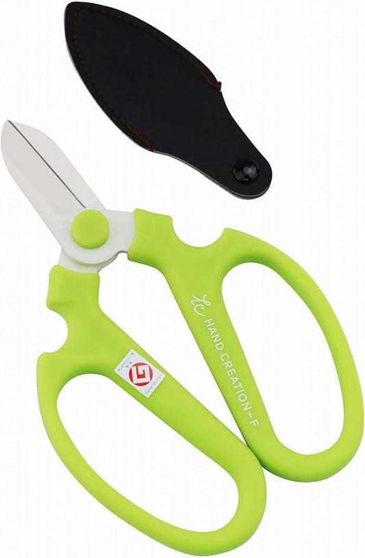 Japanese Florist Scissors – Professional Ultra Sharp Flower Shears Made in JAPAN for Ikebana Floral Design & Gardening SAKAGEN HAND CREATION F-170 (Light Green)