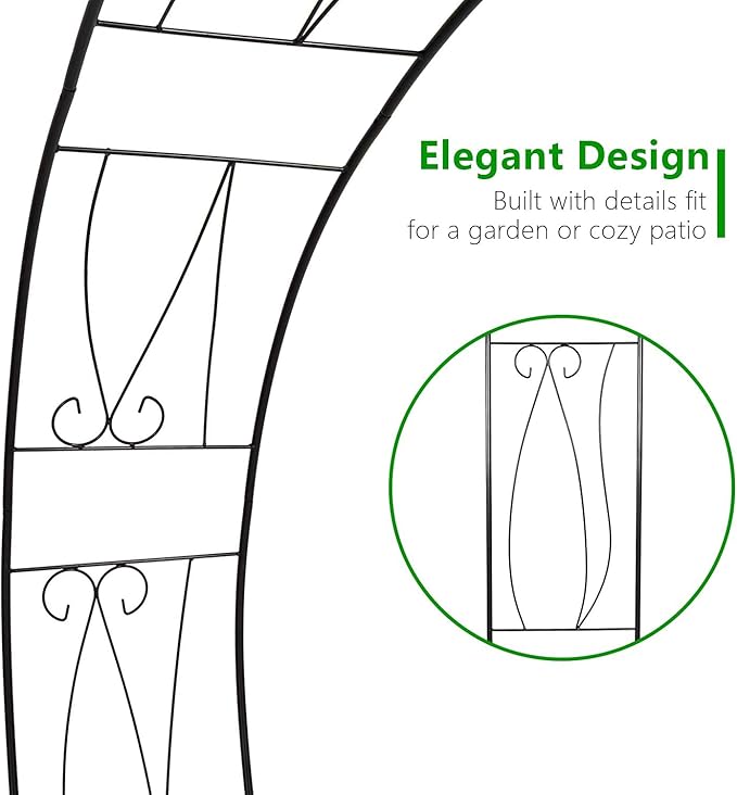 KINTNESS Garden Arch Steel Arbor Arbour Trellis Archway for Climbing Vines and Plants Elegant Pergola for Garden Lawn Backyard Patio Outdoor