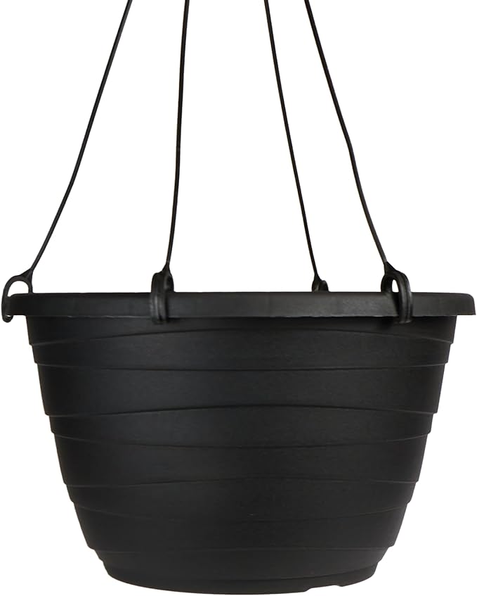 The HC Companies Wrapt Hanging Planters - Lightweight Plant Pot Hanger for Hanging Plants, Vegetables & Herbs - Outdoor & Indoor Hanging Basket for Plants (13" Black, Pack of 1)