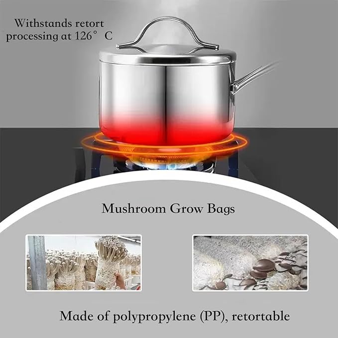 Sealable Mushroom Grow Bags with 0.2 Micron Filter,10''x5.5''x24'',0.08mm/3.15mil Thick PP,Extra Large Size Transparent Cultivation Bags for Commercial & Home Use (25PCS)