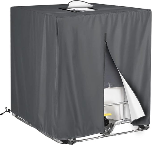 IBC Tote Cover for 1000L Outdoor 275 Gallon Rain Barrel UV Resistant Waterproof Outdoor IBC Covers - Grey