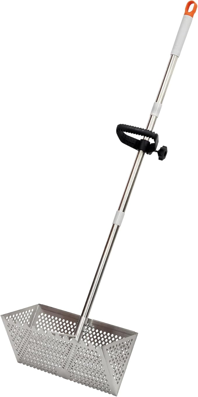 Sand Flea Rake, Detachable Long Handle Sand Sifter for The Beach, The Shark Tooth Screen Comes with a 16in Wide Drain Screen with a 51in Handle