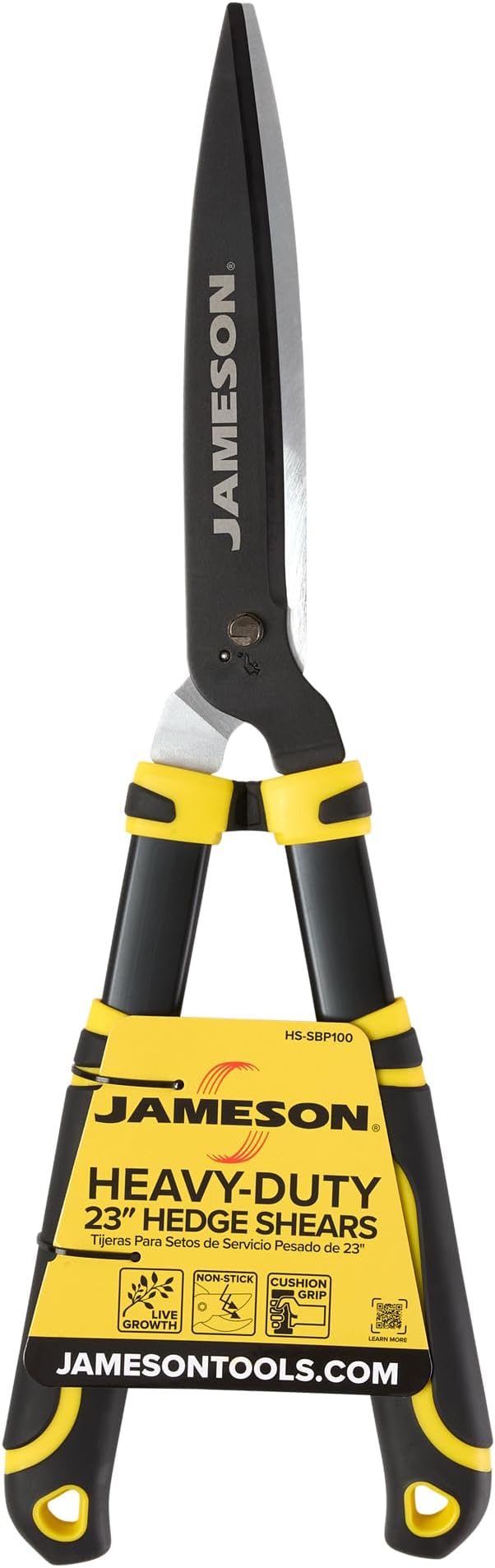 Jameson Heavy-Duty Hedge Shears – 23″ with Ultra-Sharp Non-Stick Blades, Lightweight Aluminum Frame, and Shock-Absorbing Grip
