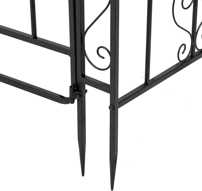 Garden Arbor with Gate, 7FT Wedding Arches for Ceremony, Metal Garden Arch for Climbing Plants Outdoor, Black Garden Archway for Lawn, Patio and Backyard, Includes Ground Stakes